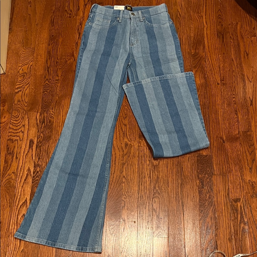 Lee Two-Tone Blue High Rise Flare Jeans NWT